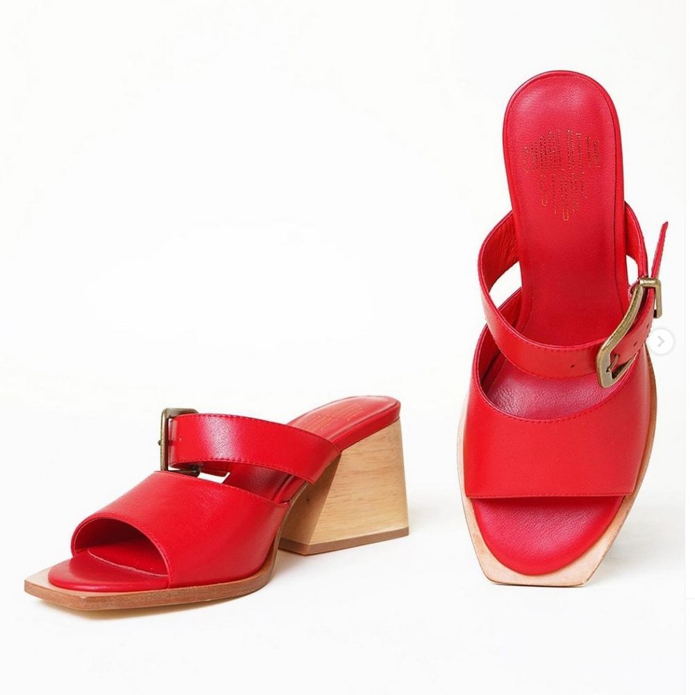 Charlotte Stone Red Heeled Sandals